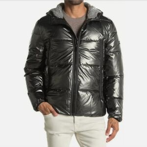 New MICHAEL KORS Size XL Gunmetal Gray Hooded Men's Puffer Jacket MSRP $225